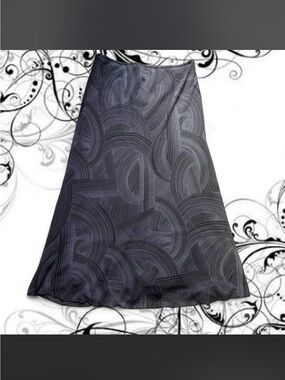 Mirasol Dark Navy Patterned A-Line Skirt
